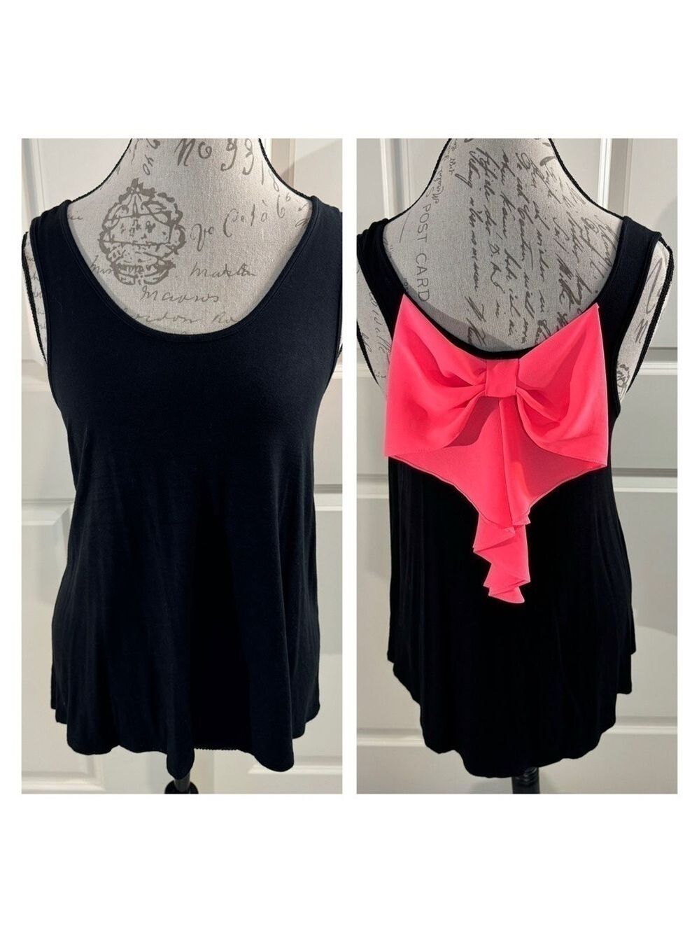 Daytrip Tank Top with Bow Detail Black/Orange Medium/Large
